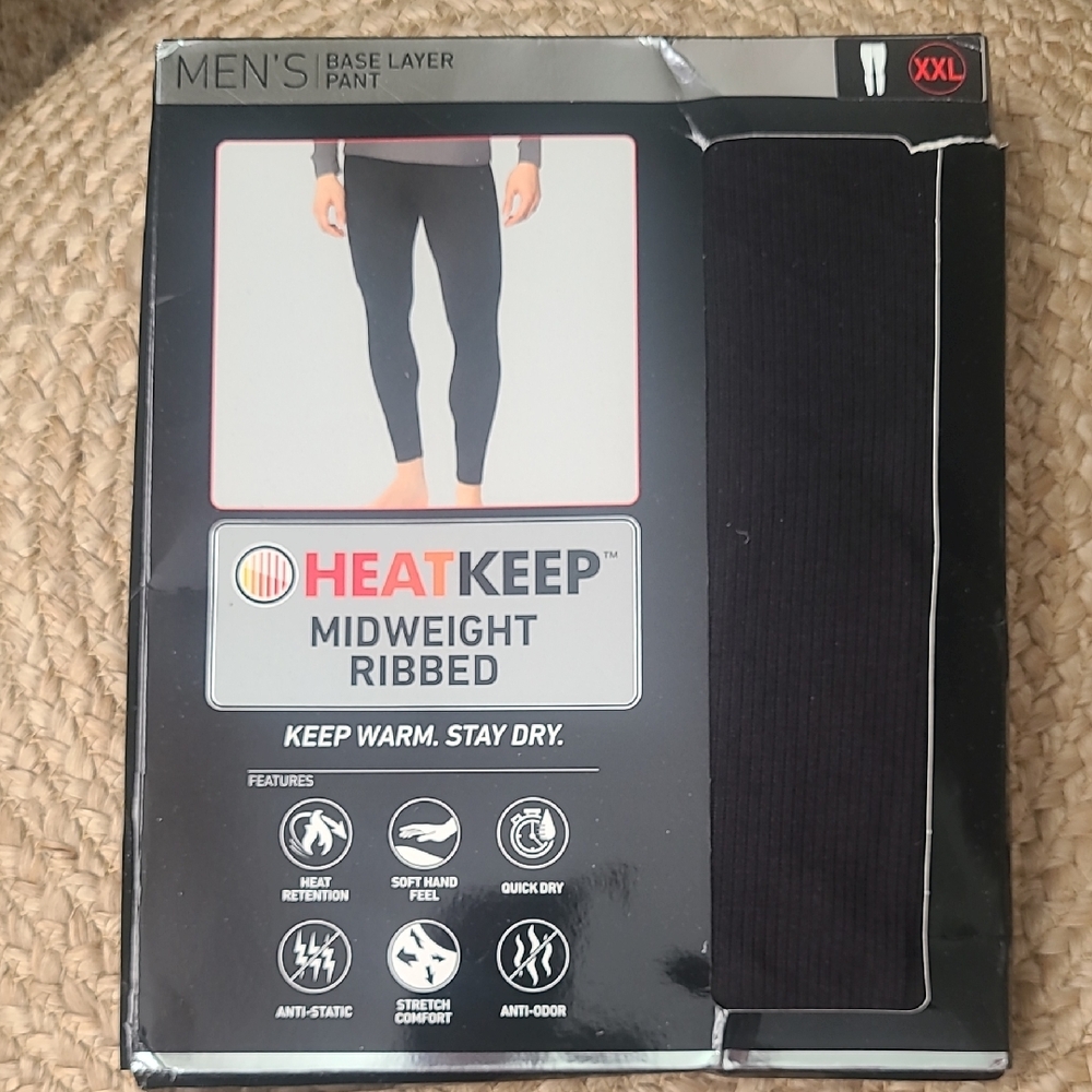 Men's Midweight Ribbed Base Layer Pant - Black